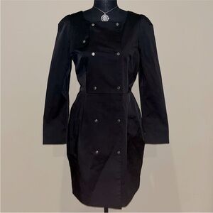 🔵 H&M Women’s Pea Coat Style Black Dress Size 6